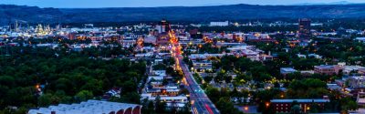 Aerial photo of Billings Montana at dusk